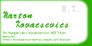 marton kovacsevics business card